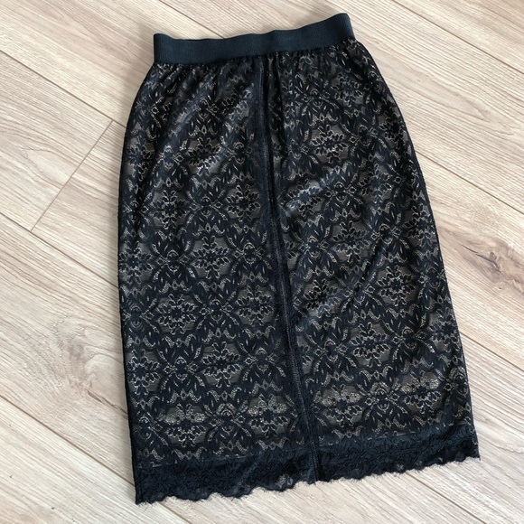Aritzia Wilfred Black Lace Midi Skirt, Size XS - Picture 1 of 9